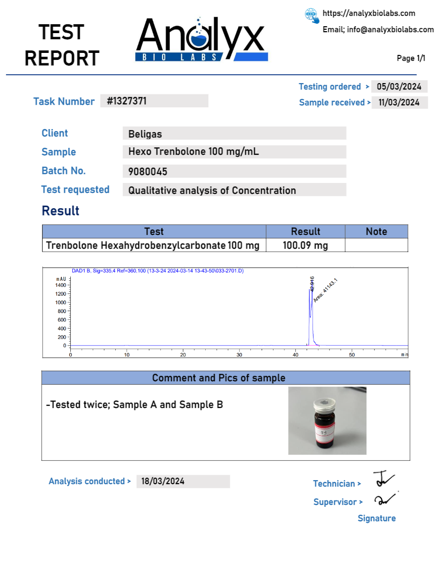 TEST REPORT – TREN H 100 Beligas