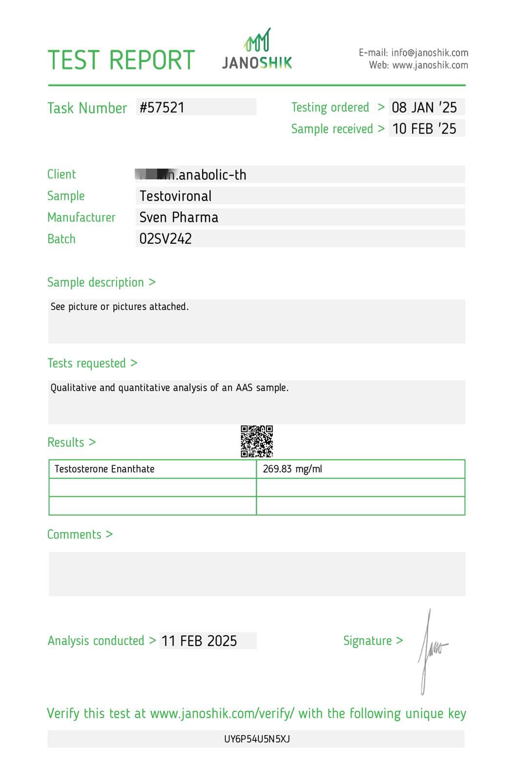 TEST REPORT – TEST-E300 Sven Pharma